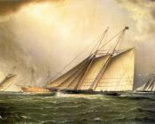 詹姆斯E巴特斯沃思 - Yachts Rounding the Nore Light Ship in the English Channel